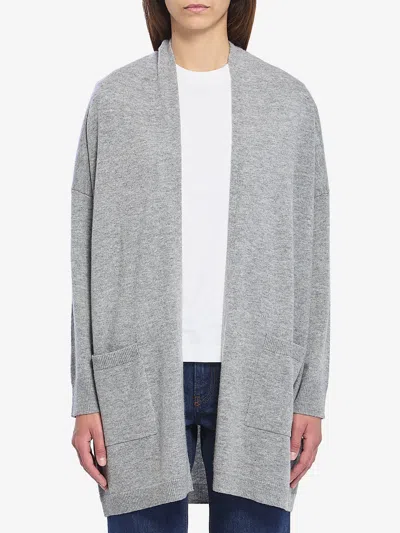Allude Open Cardigan In Virgin Wool And Cashmere In Gray