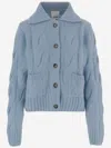 Allude Cashmere And Silk Cardigan With Braided Pattern In Blue