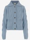 Allude Cashmere And Silk Cardigan With Braided Pattern In Blue