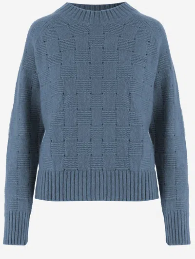 Allude Cashmere And Silk Geometric Sweater In Blue