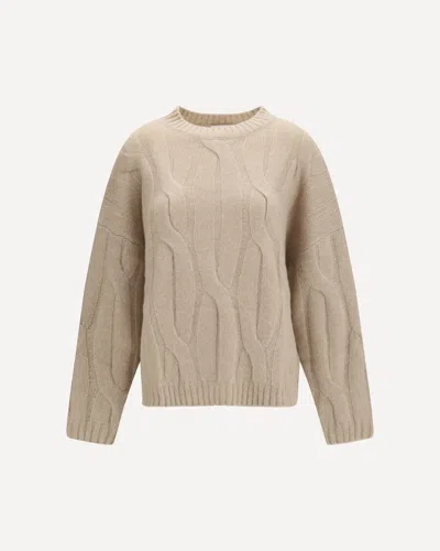 Allude Cashmere And Silk Sweater With Voluminous Sleeves In Beige