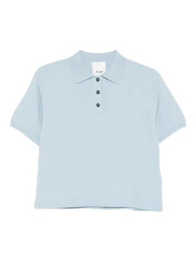Allude Cashmere Buttoned Polo Top In Blue