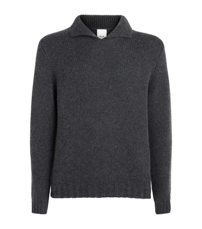 Allude Cashmere Collared Sweater In Grey