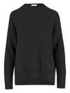 Allude Classic Cashmere Sweater With Crew Neck And Ribbed Finish In Black