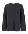 Allude Grey Relaxed Crewneck Sweater In Black