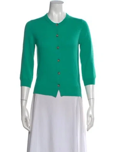 Pre-owned Allude Cashmere Crew Neck Sweater In Green