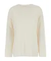 Allude White Relaxed Crewneck Sweater In Cashmere Woman In White