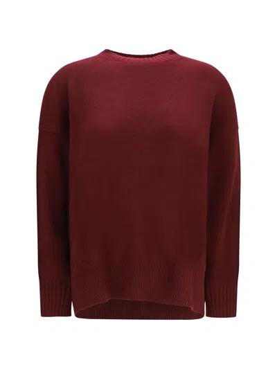 Allude Bordeaux Cashmere Crew Neck Sweater In Burgundy