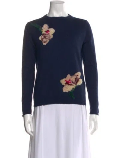 Pre-owned Allude Cashmere Graphic Print Sweater In Blue