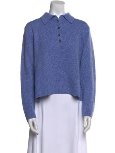 Pre-owned Allude Cashmere Mock Neck Sweater In Blue