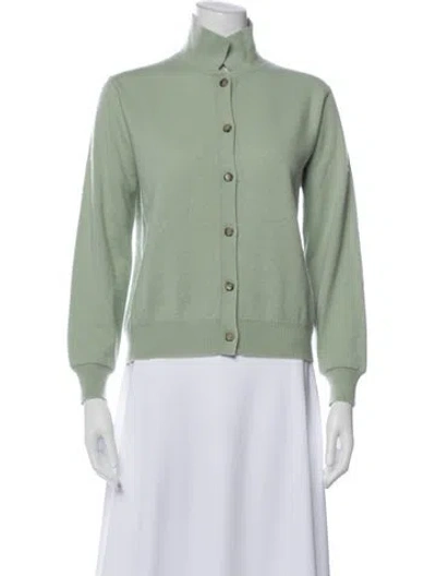 Pre-owned Allude Cashmere Mock Neck Sweater In Green