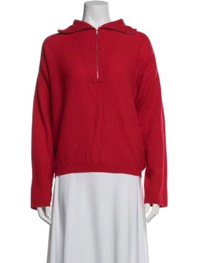 Pre-owned Allude Cashmere Mock Neck Sweater In Red