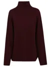 Allude Cashmere Mockneck Sweater With Relaxed Silhouette In Red