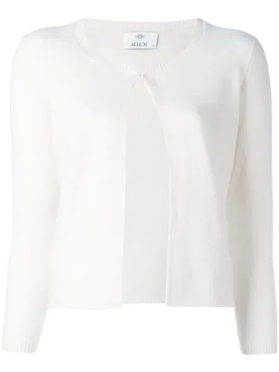 Allude Cashmere Open Front Cardigan In White