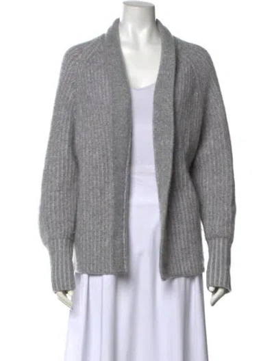 Pre-owned Allude Cashmere Open Front Sweater In Gray
