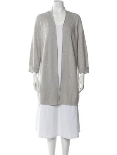 Pre-owned Allude Cashmere Open Front Sweater In Grey
