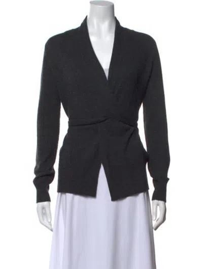 Pre-owned Allude Cashmere Open Front Sweater In Grey