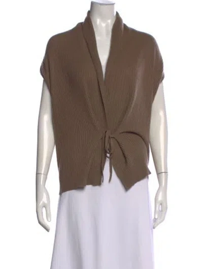 Pre-owned Allude Cashmere Open Front Sweater In Neutral