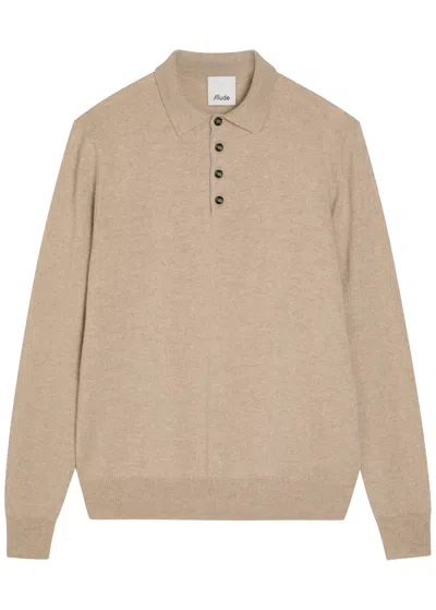 Allude Button-up Polo Shirt In Neutral