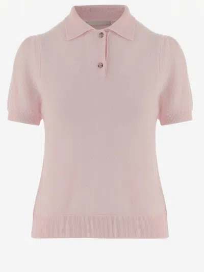 Allude Cashmere Polo Shirt In Pink