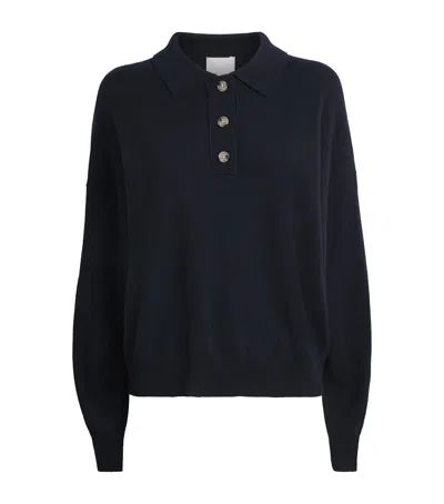 Allude Cashmere Polo Sweater In Blue