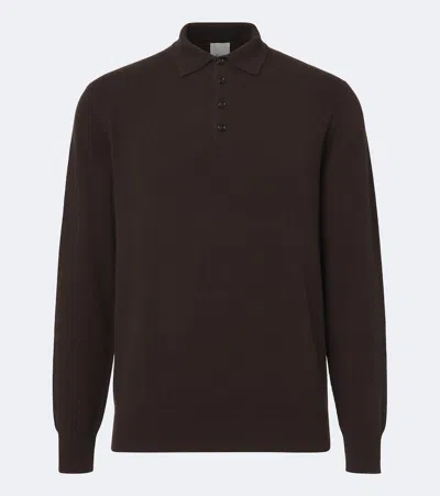 Allude Cashmere Polo Sweater In Brown
