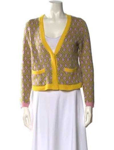 Pre-owned Allude Cashmere Printed Sweater In Yellow