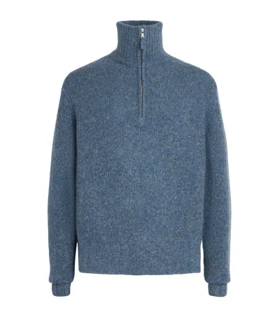 Allude Cashmere Quarter-zip Sweater In Blue