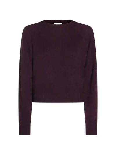 Allude Cashmere Raglan-sleeve Sweater In Burgundy