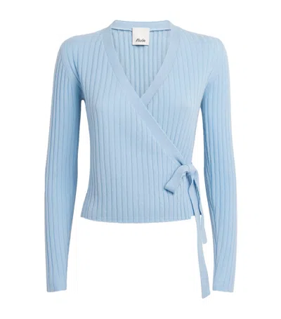 Allude Cashmere Rib Cardigan In Blue