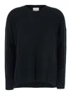 Allude Black Crewneck Sweater With Dropped Shoulders In Black