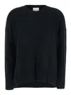 Allude Black Crewneck Sweater With Dropped Shoulders In Black