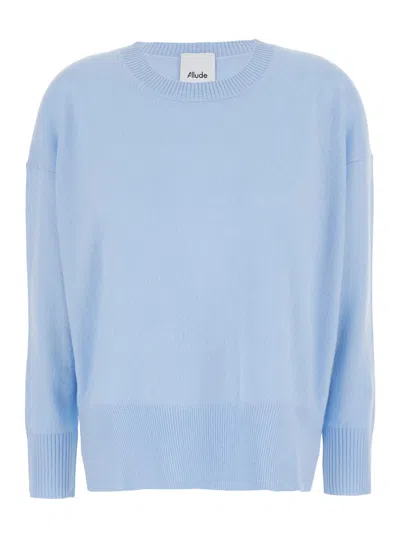 Allude Cashmere Round Neck Pull In Blu