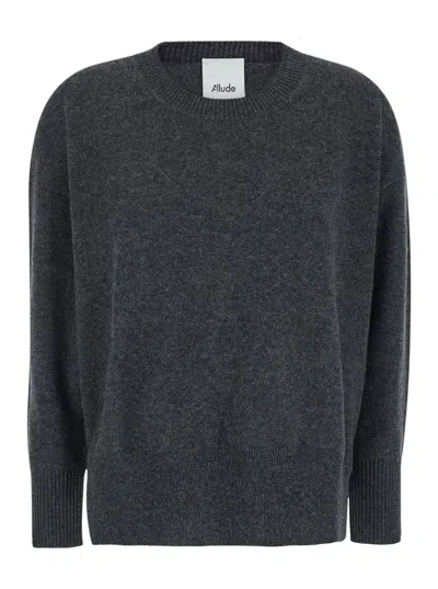 Allude Cashmere Round Neck Pull In Grey