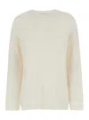 Allude White Relaxed Crewneck Sweater In Cashmere Woman In White
