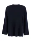Allude Blue Relaxed Crewneck Sweater In Cashmere Woman In Black