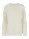Allude White Relaxed Crewneck Sweater In Cashmere Woman In White