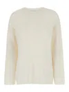 Allude White Relaxed Crewneck Sweater In Cashmere Woman In White