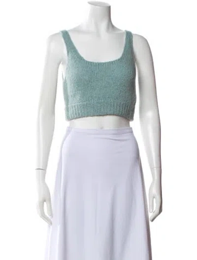 Pre-owned Allude Cashmere Scoop Neck Crop Top In Neutral