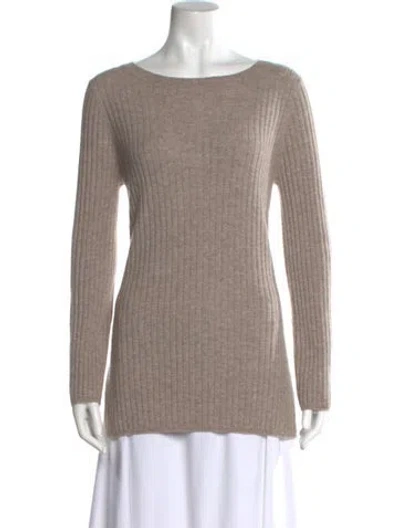 Pre-owned Allude Cashmere Scoop Neck Sweater In Neutral