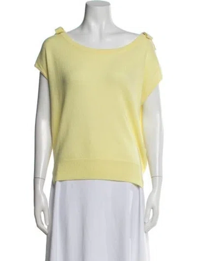 Pre-owned Allude Cashmere Scoop Neck Sweater W/ Tags In Yellow