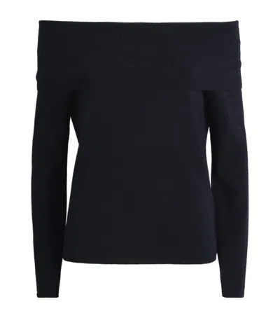 Allude Cashmere-silk Off-the-shoulder Sweater In Blue