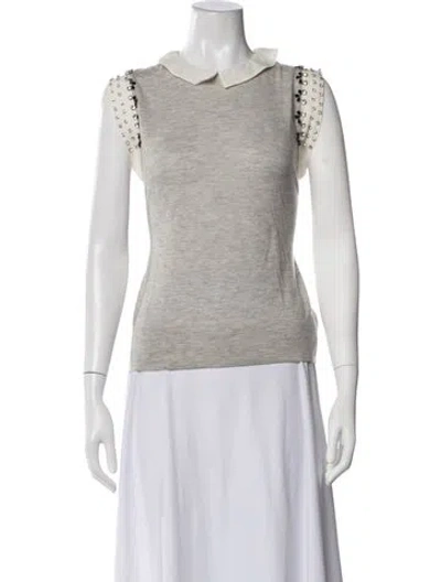 Pre-owned Allude Cashmere Sleeveless Top In Grey