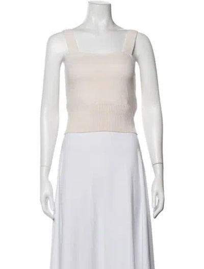 Pre-owned Allude Cashmere Square Neckline Crop Top In Neutrals