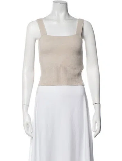 Pre-owned Allude Cashmere Square Neckline Crop Top In Neutrals
