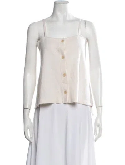 Pre-owned Allude Cashmere Square Neckline Sweater In White