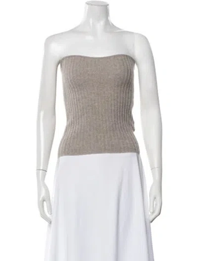 Pre-owned Allude Cashmere Strapless Crop Top In Green