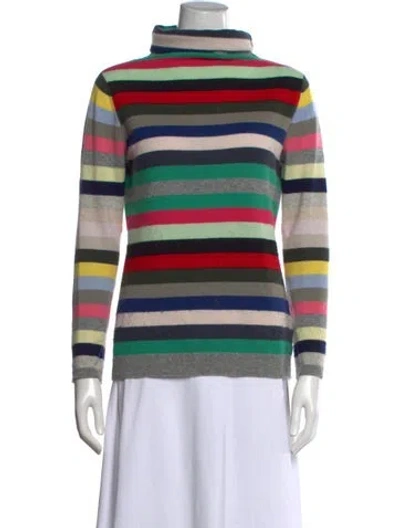 Pre-owned Allude Cashmere Striped Sweater In Grey