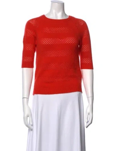 Pre-owned Allude Cashmere Striped Sweater In Orange