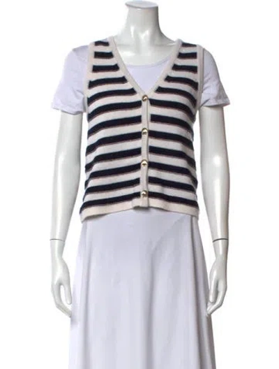 Pre-owned Allude Cashmere Striped Sweater W/ Tags In White